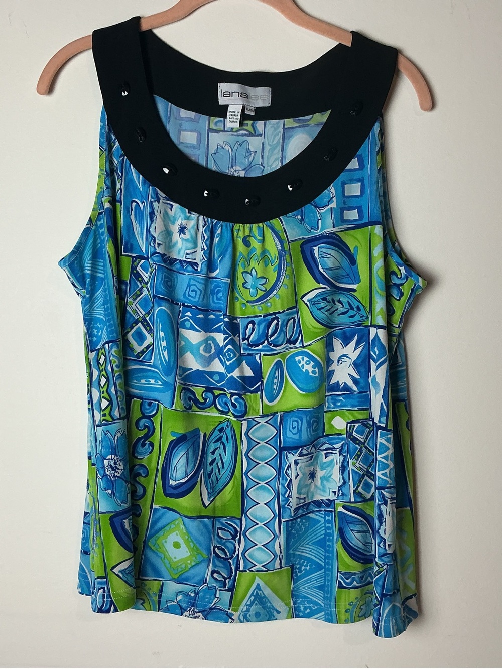 Lana Lee Geometric Print Sleeveless Top Size XL